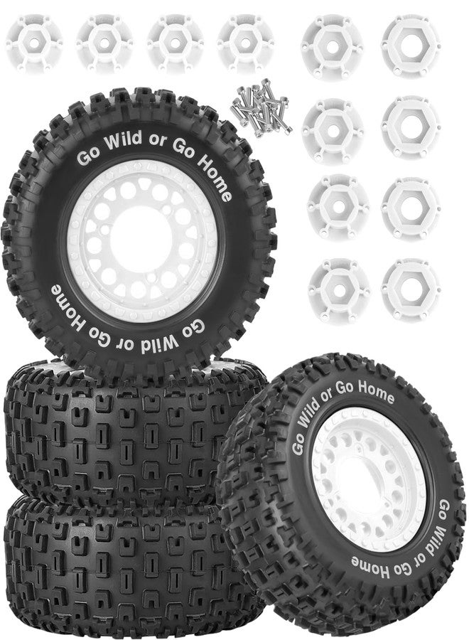RcarmubWow 12mm/14mm/17mm Hex RC Wheels and Tires RC Truck Tires for Slash 2WD 4×4,Arrm a Senton,Axia1,Rc 4wd,Red cat,Short Course Truck Tires Rubber Tyres,White - Image 1